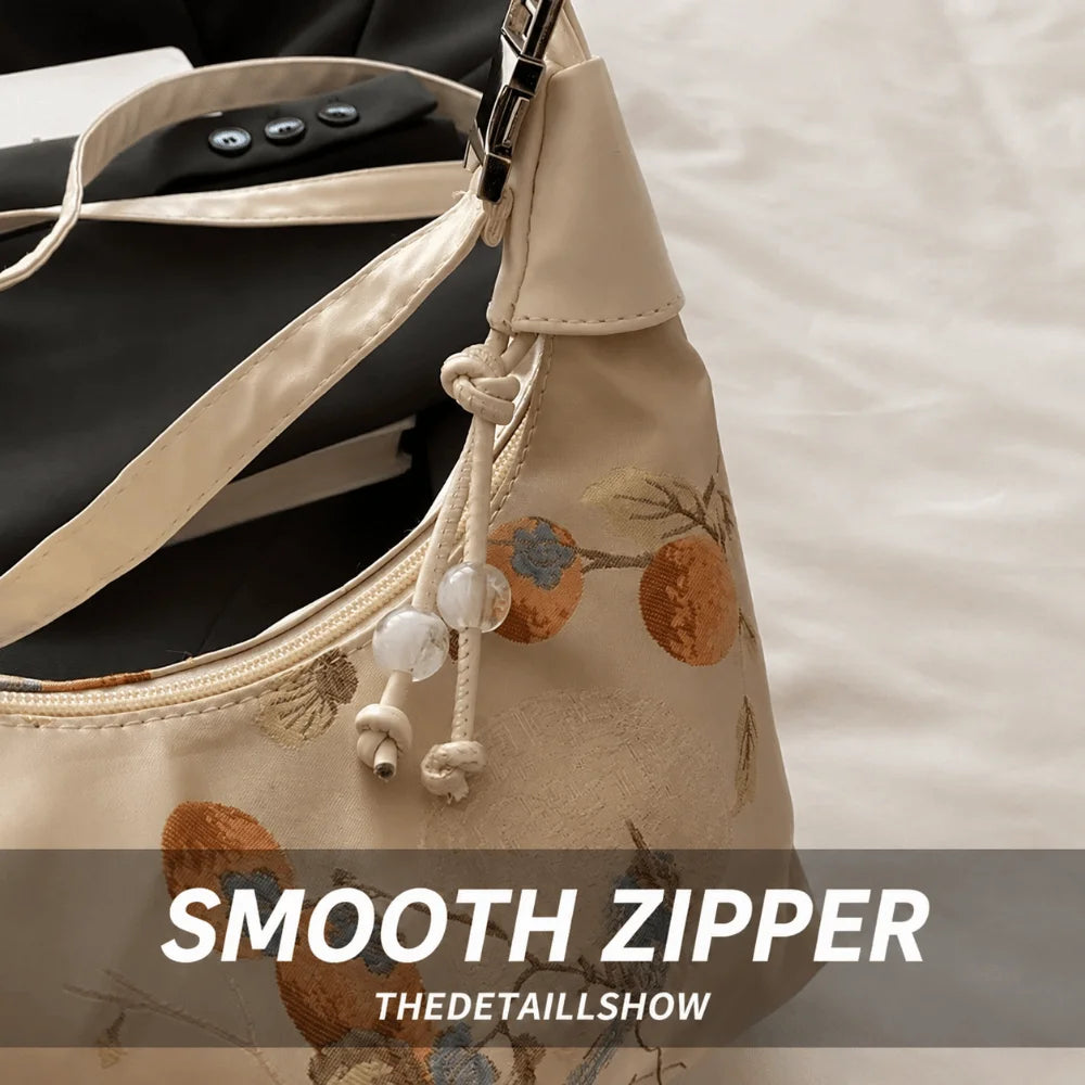 Embroidered Crossbody Bag with Pearl Pendant | Women's Handbag Crossbody Handbag Nixie
