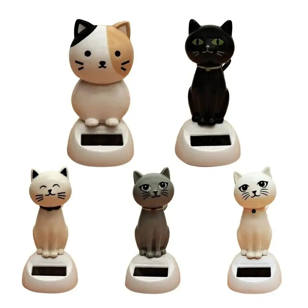 Solar Powered Waving Cat Ornament – Resin Car Dashboard Decor