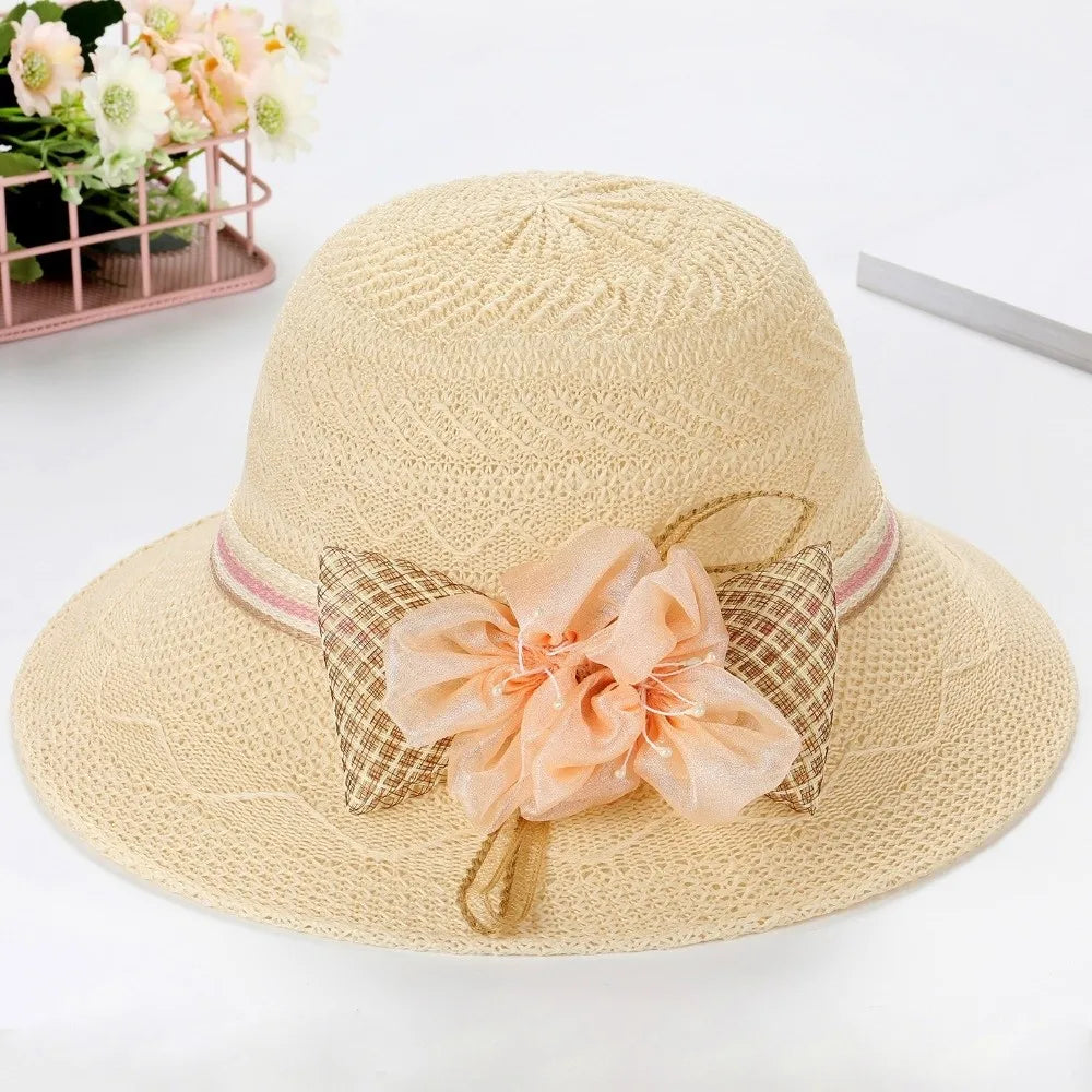 Women's Wide Brim Foldable Straw Sun Hat – Floral Beach Straw Sun Hat Nixie Khaki