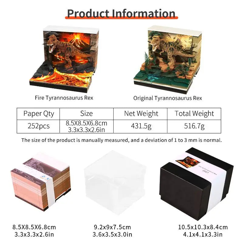 2027 LED Desk Calendar – 3D Paper Carving Art Tear-Away Notepad LED Desk Calendar Nixie