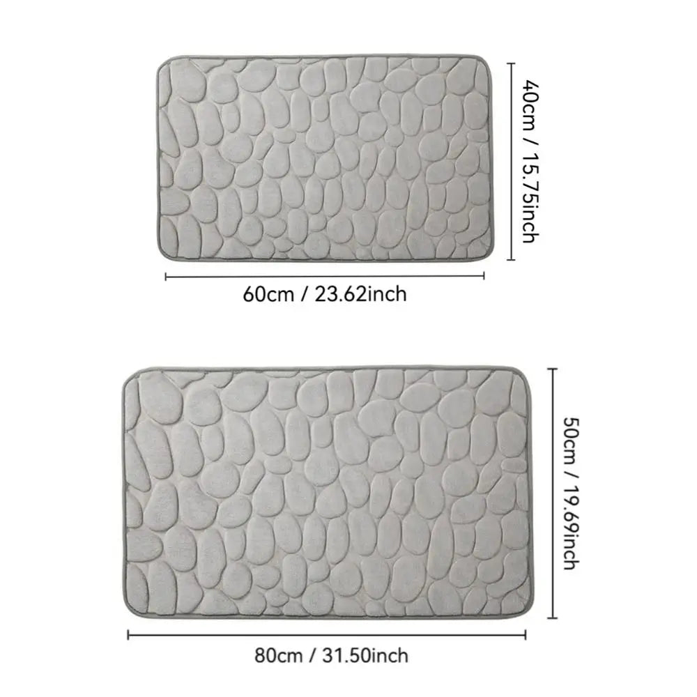 Cobblestone Bath Mat – Non-Slip Absorbent Microfiber Shower Rug