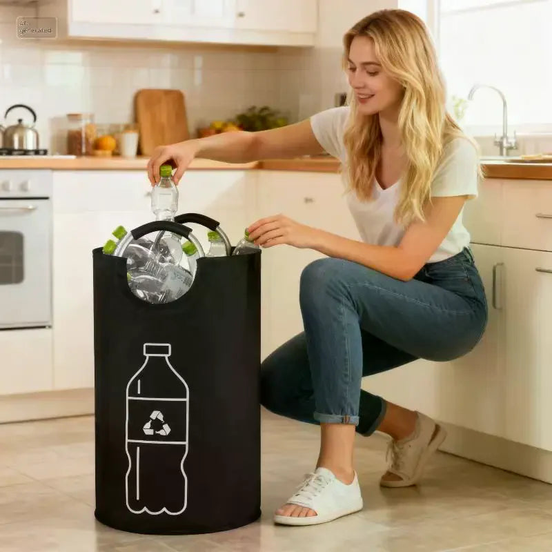 82L Folding Recycling Bag – Large Bottle Storage Bin & Organizer Folding Recycling Bin Nixie