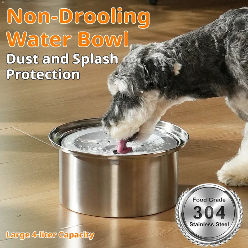 4L Stainless Steel Spill-Proof Pet Water Bowl & Dispenser Pet Water Dispenser Nixie