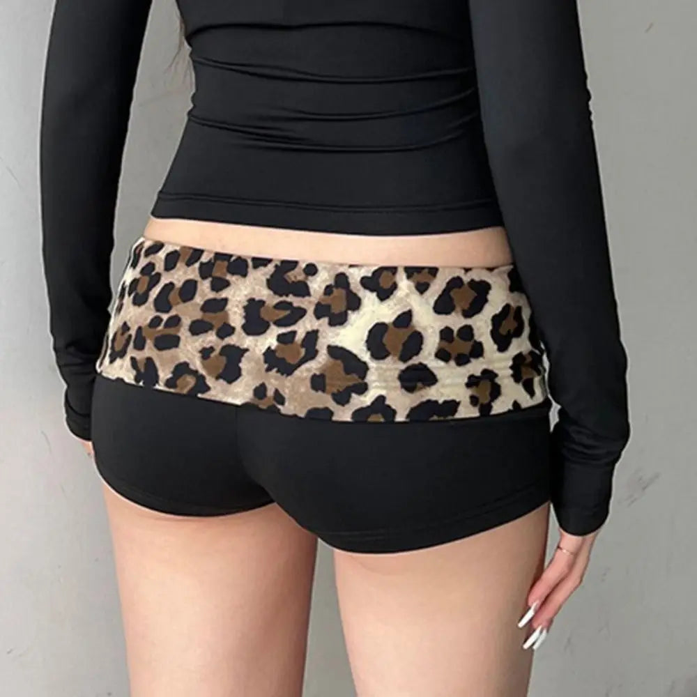Leopard Print Booty Shorts Women | Y2K Low Waist Slim Fit Women's Skinny Shorts Nixie