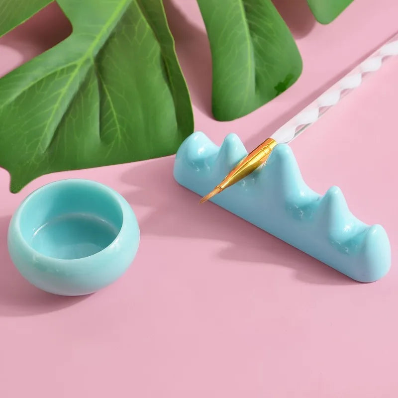 Professional Nail Brush Holder & Acrylic Liquid Powder Cup Set Nail Manicure Tool Set Nixie