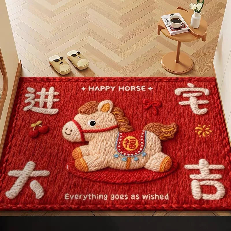 Chinese New Year 2026 Non-Slip Door Mat – Horse Festival Rug Decorative Door Mat Nixie