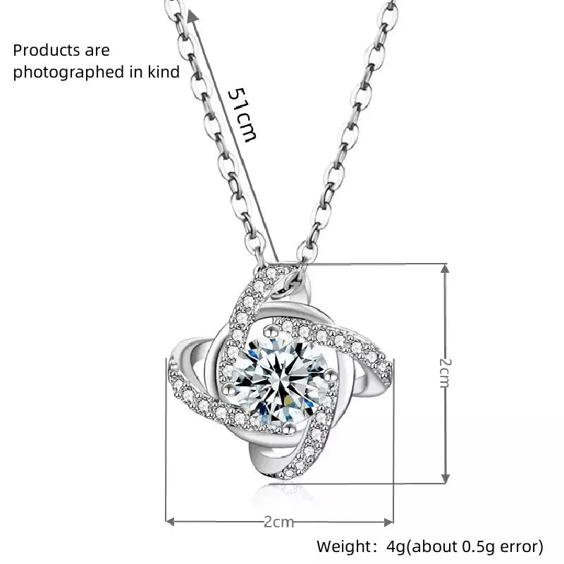 Four Leaf Clover Diamond Pendant Necklace – Silver-Plated