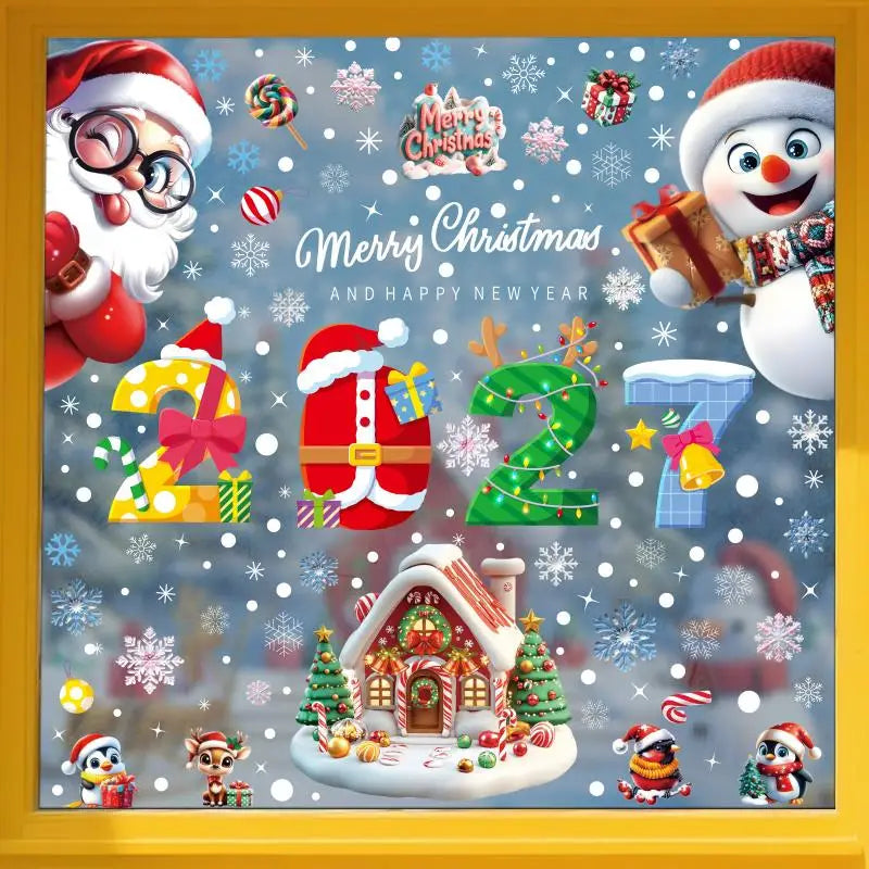2027 Christmas Window Stickers – 4/5 Sheets Xmas Decals Christmas Window Decals Nixie A2