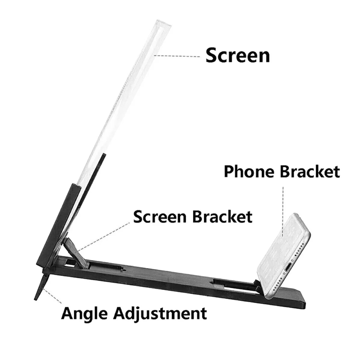 14" Phone Screen Magnifier 3D HD Video Amplifier Stand Phone Screen Magnifier Nixie