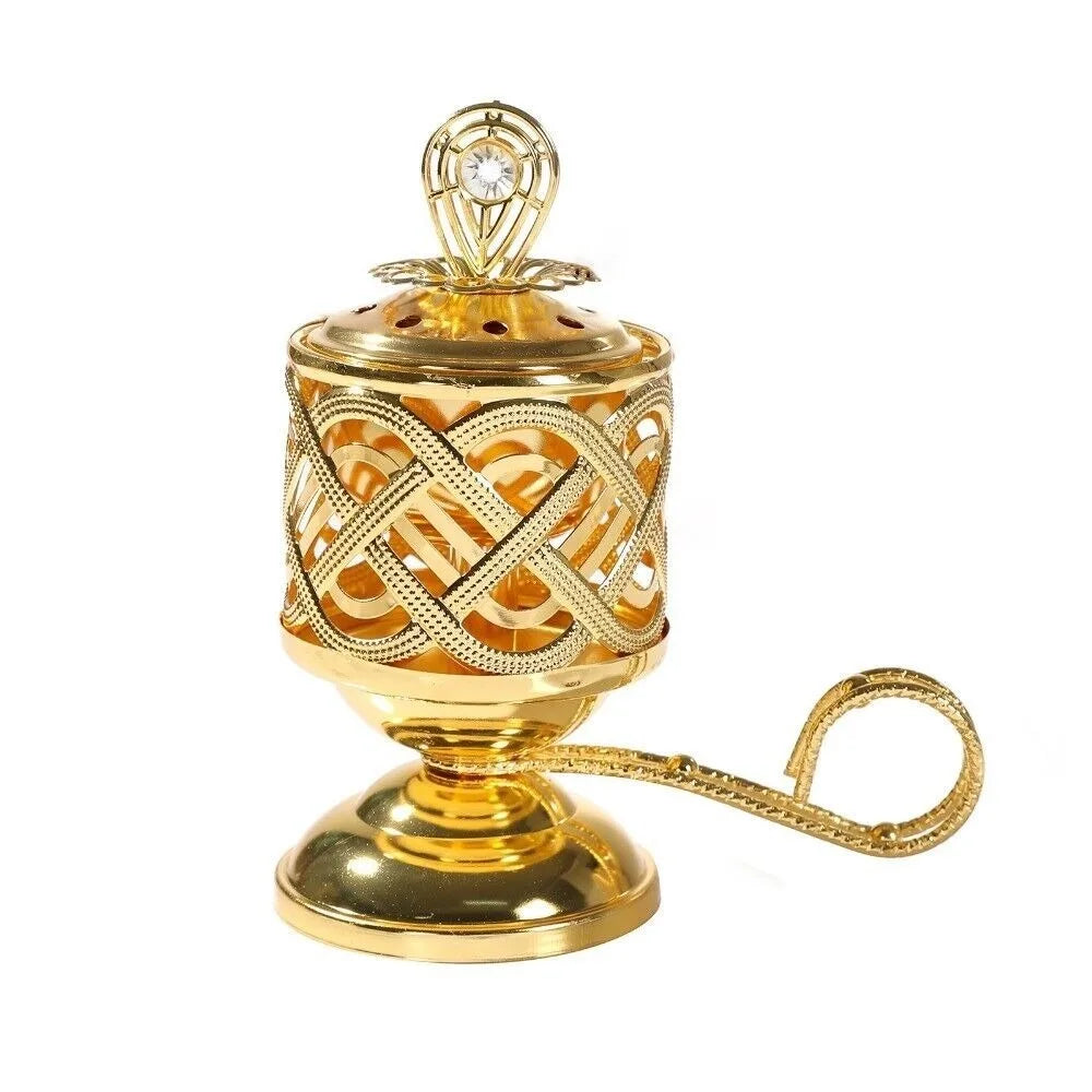 Arabic Handheld Metal Incense Burner Gold Aromatherapy Stove Incense Burner Nixie Style 4