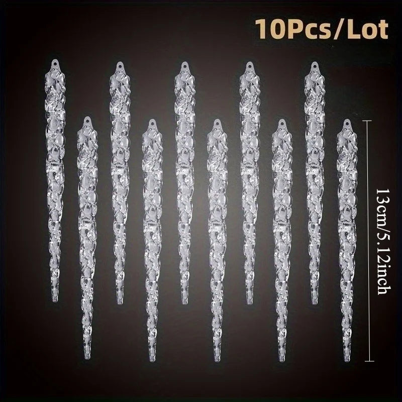 10Pcs Clear Acrylic Icicle Ornaments – Christmas & Wedding Decor Christmas Ornaments Nixie 13cm Icicles 10pcs
