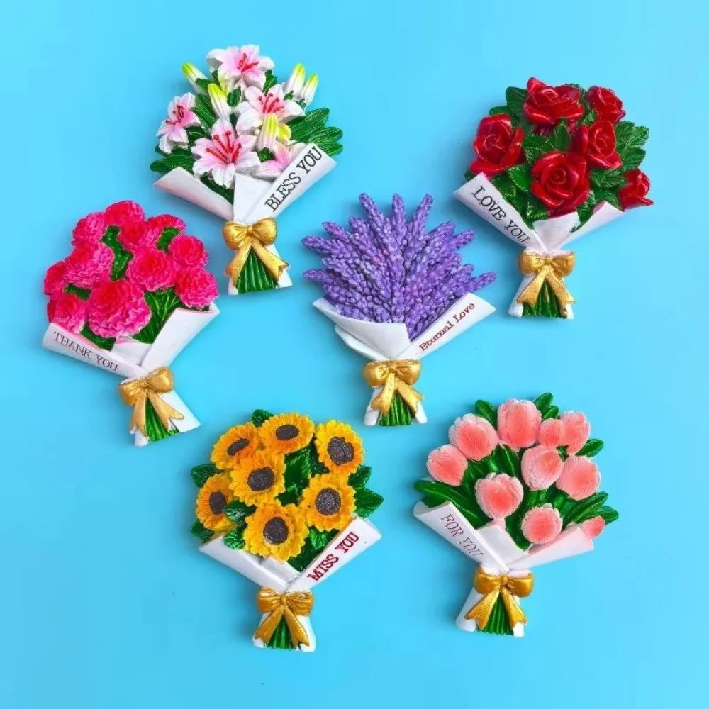 3D Resin Flower Fridge Magnets – Sunflower & Rose Décor Decorative Fridge Magnet Nixie