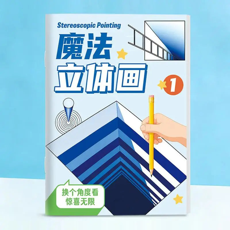 3D Stereo Drawing Books for Kids – Optical Illusion Sketchbook Set Kids Drawing Book Nixie A1