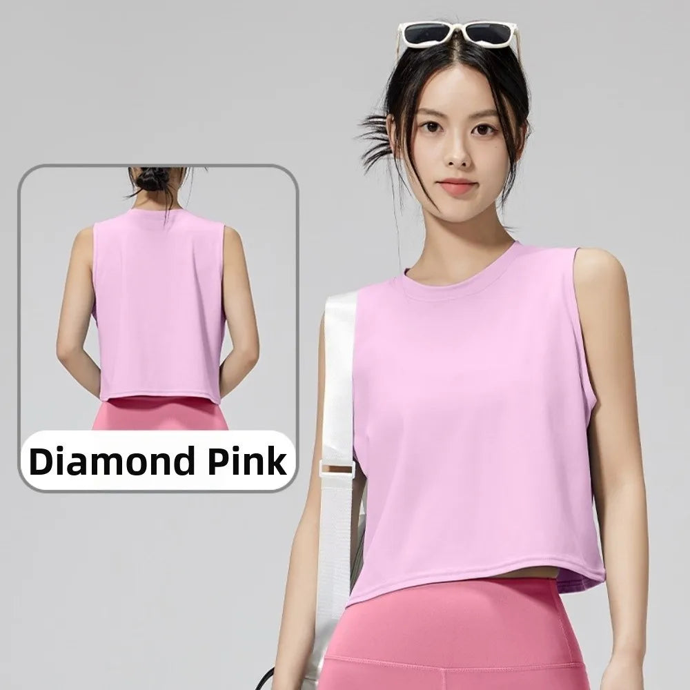 Women's Sleeveless Yoga Top – Slim Fit Quick-Dry Fitness Tank Yoga Fitness Tank Nixie Pink L