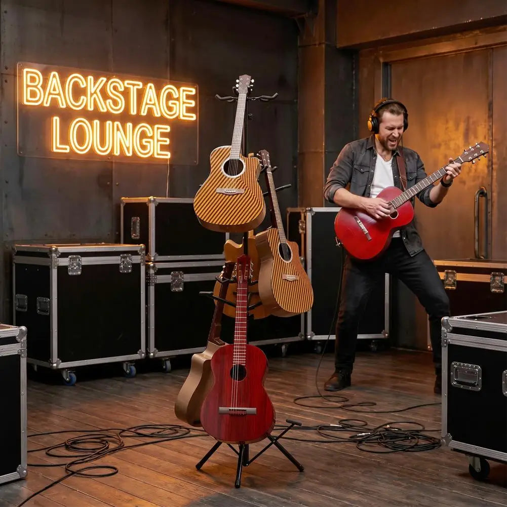 9-Guitar Multi-Display Stand | Adjustable Height, Rubber Padding