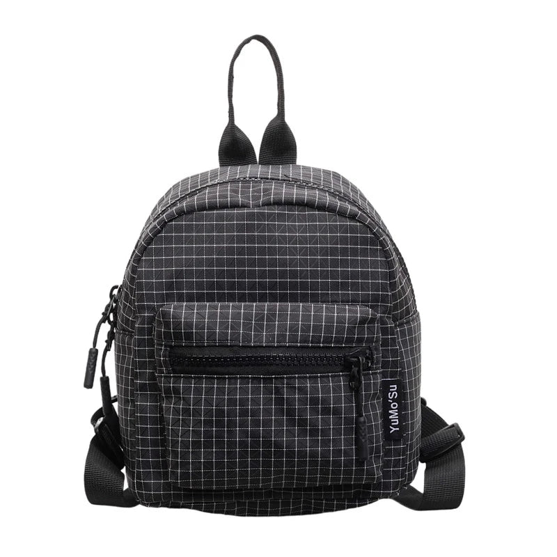 Women's Lightweight Mini Plaid Nylon Backpack – Casual Style