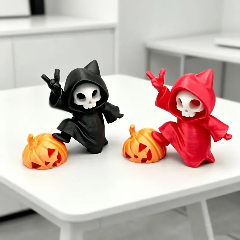Halloween Skeleton Grim Reaper Figurine with Pumpkin | 3D Print