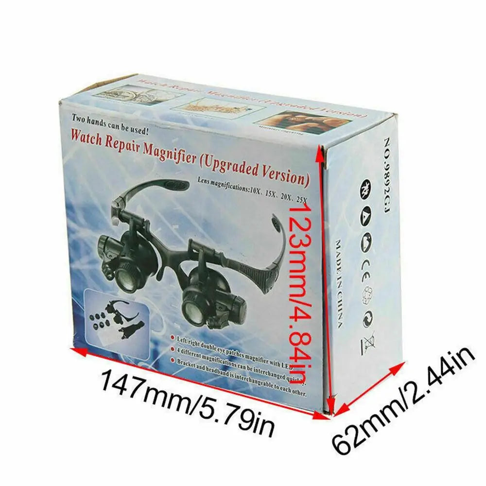 25X LED Magnifier Loupe Eyeglass – Jeweler Watch Repair Kit Magnifier Loupe Eyeglass Nixie