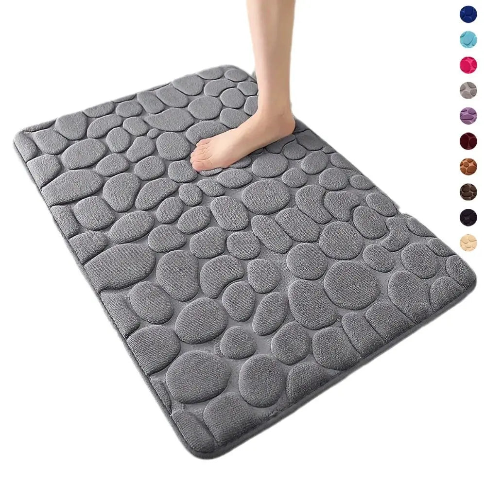 Cobblestone Bath Mat – Non-Slip Absorbent Microfiber Shower Rug
