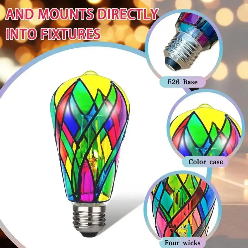 4W ST64 LED Mosaic Stained Glass Bulb E26 – Decorative Lamp Decorative LED Bulb Nixie Default Title