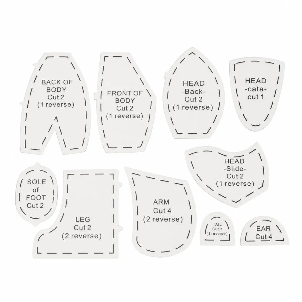 15" Memory Bear Sewing Template Set – 10-Pc Plastic Rulers