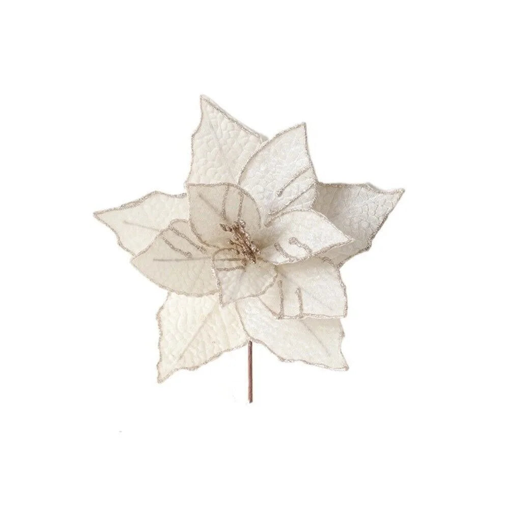 Large Artificial Christmas Glitter Flower – Festive Party Décor