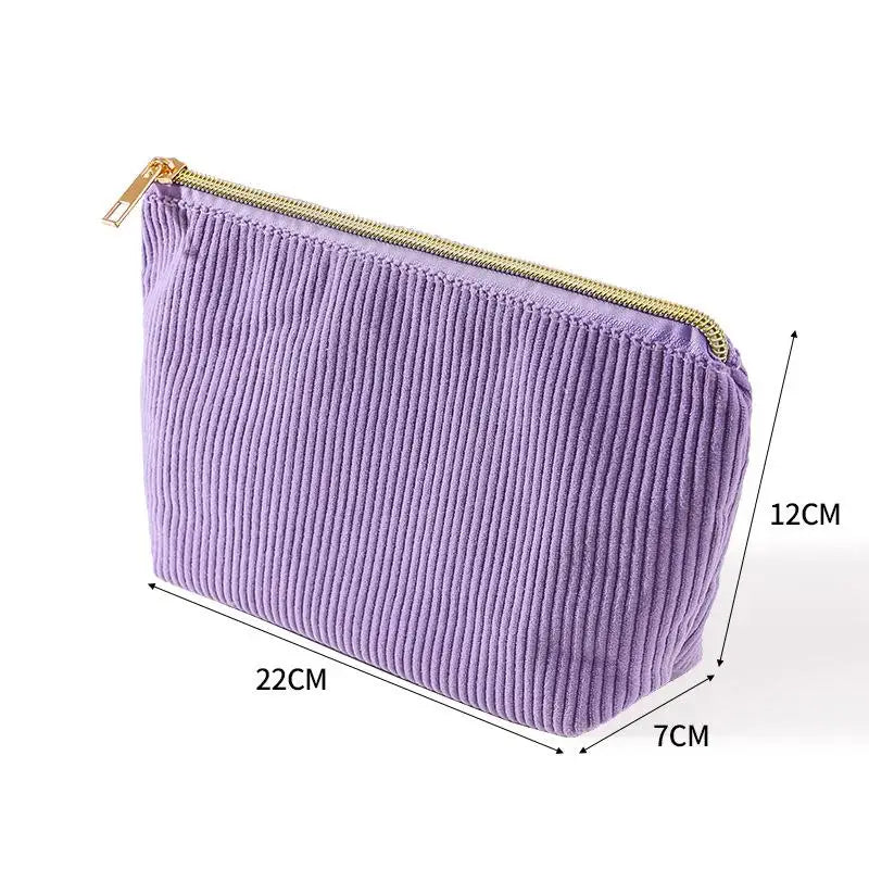 Corduroy Makeup Bag – Large Capacity Travel Cosmetic Organizer Cosmetic Travel Bag Nixie Purple