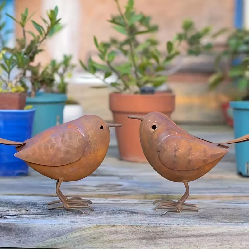 Rustic Metal Bird Statue – Iron Art Outdoor Garden Sculpture Garden Bird Sculpture Nixie