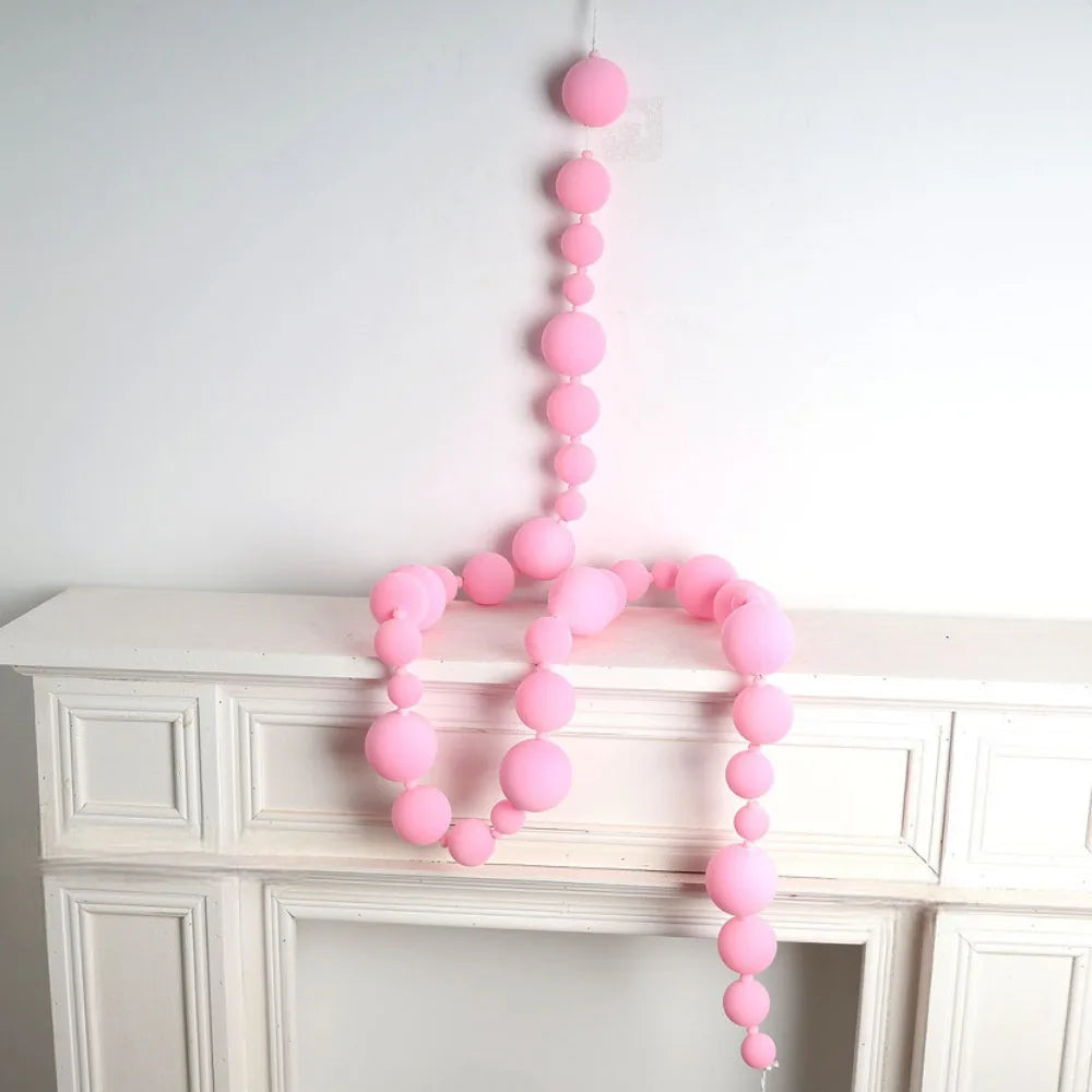 Multicolor Flocking Ball String Christmas Hanging Decoration