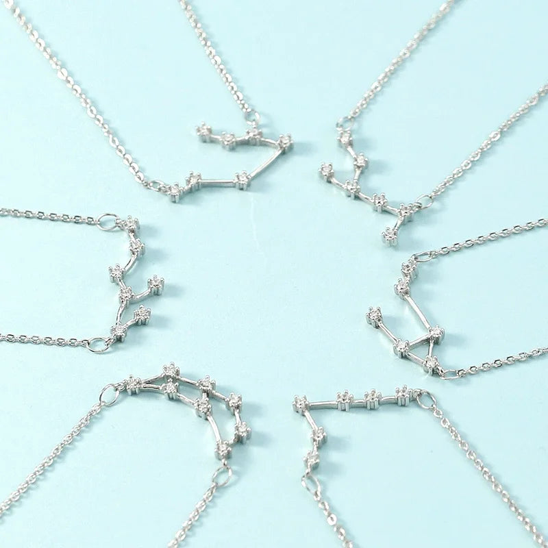 Zodiac Symbol Pendant Necklace – Minimalist Silver Collarbone Pendant Necklace Nixie