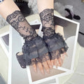 Ruched Detachable Flared Cuffs – Lolita Ballet Wrist Sleeves Detachable Wrist Cuffs Nixie Black
