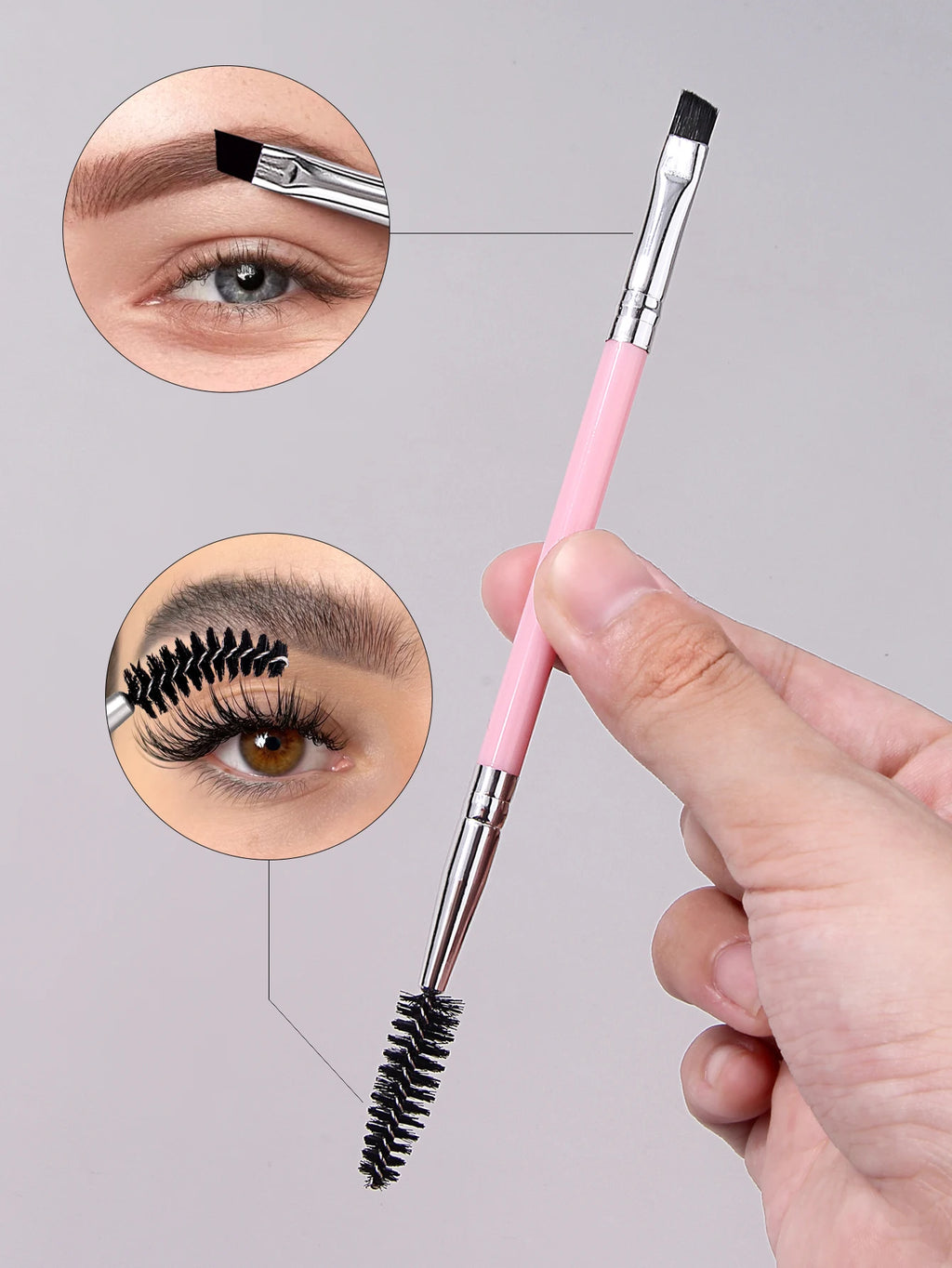 2-in-1 Eyebrow Brush – Spoolie & Angled Brow Brush Set Eyebrow Makeup Brush Nixie