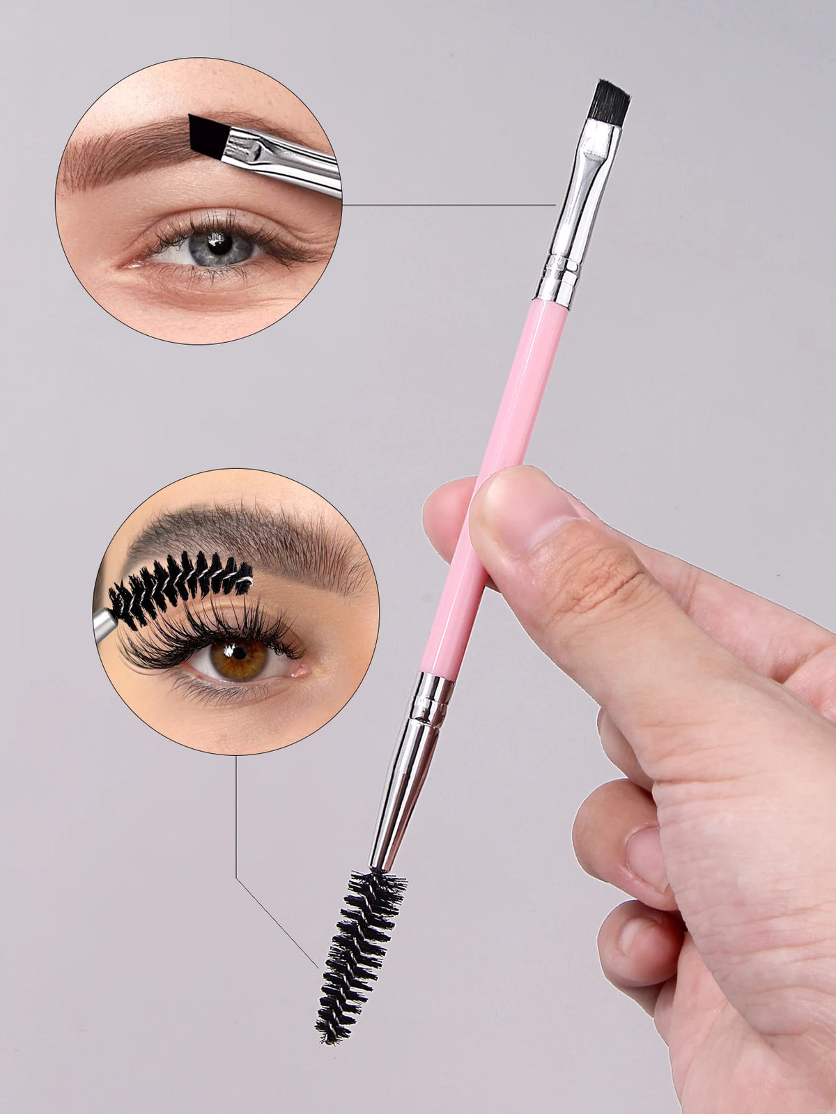 2-in-1 Eyebrow Brush – Spoolie & Angled Brow Brush Set Eyebrow Makeup Brush Nixie