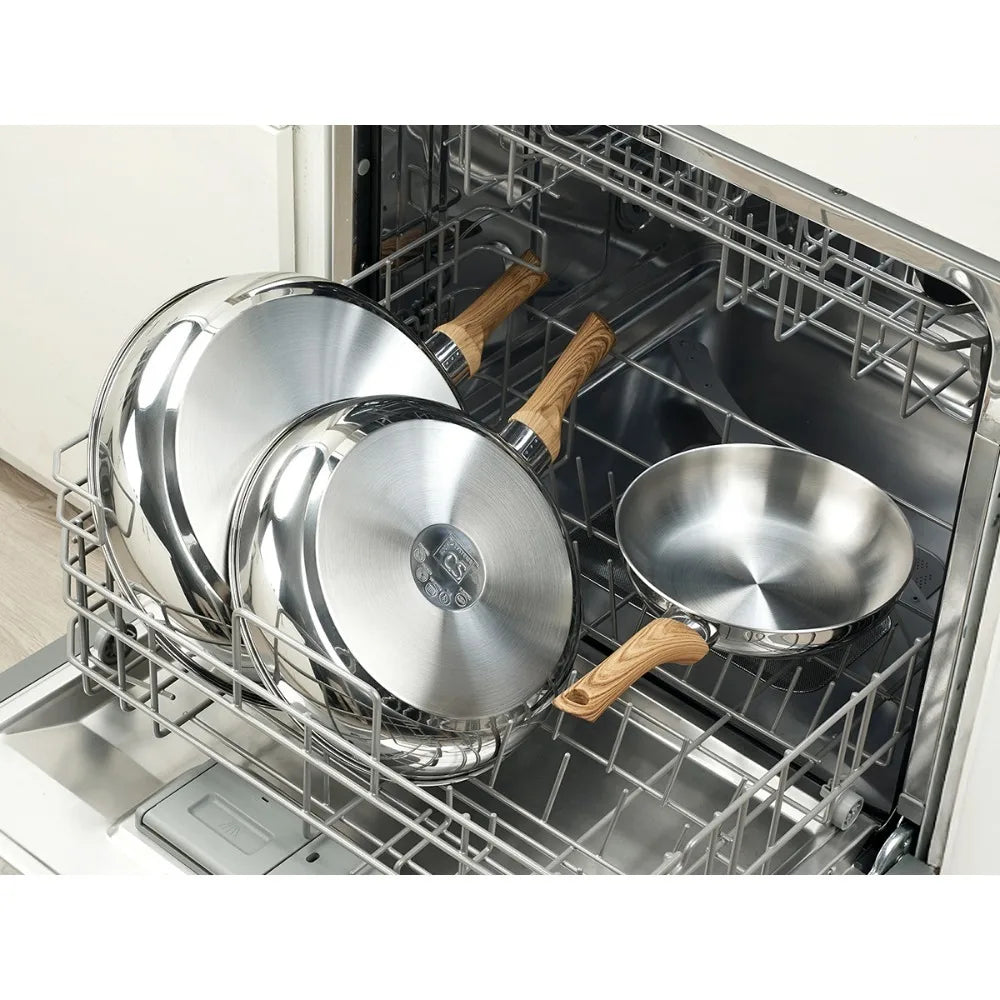 KOCH SYSTEME CS Stainless Steel Frying Pan Set 8 & 10 Inch Stainless Steel Pan Set Nixie