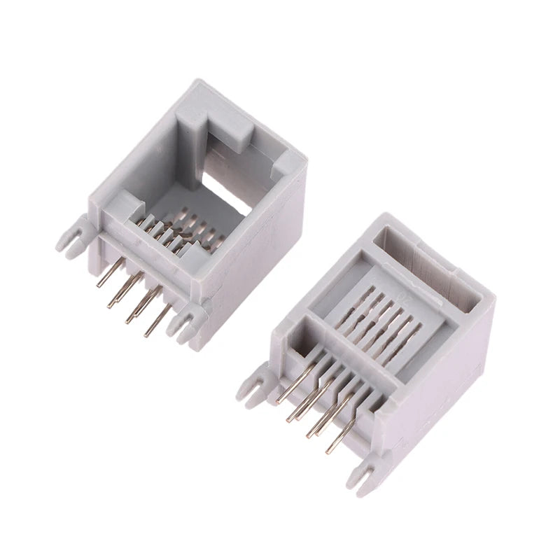10PCS RJ11 PCB Socket 4P4C 6P6C 6P4C Curved Pin Female Jack Connector PCB Telephone Connector Nixie