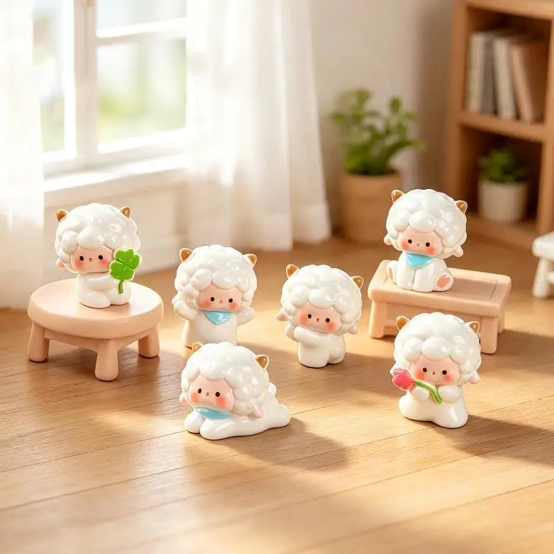 Miniature Sheep Lamb Resin Figurines Fairy Garden Ornaments 5/6Pcs Resin Figurine Set Nixie