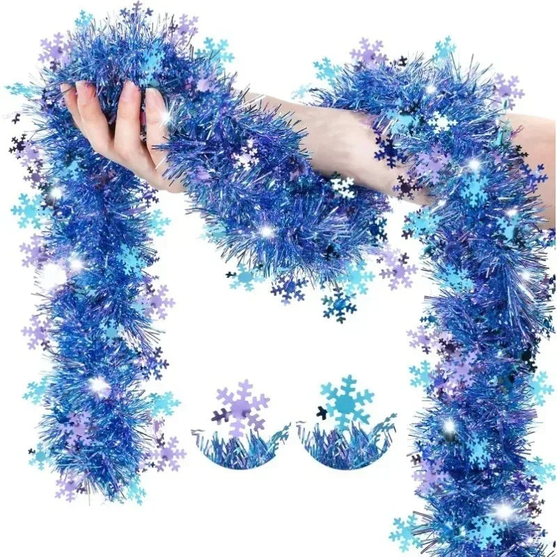 5M Christmas Metal Wire Garland with Snowflake Ornaments
