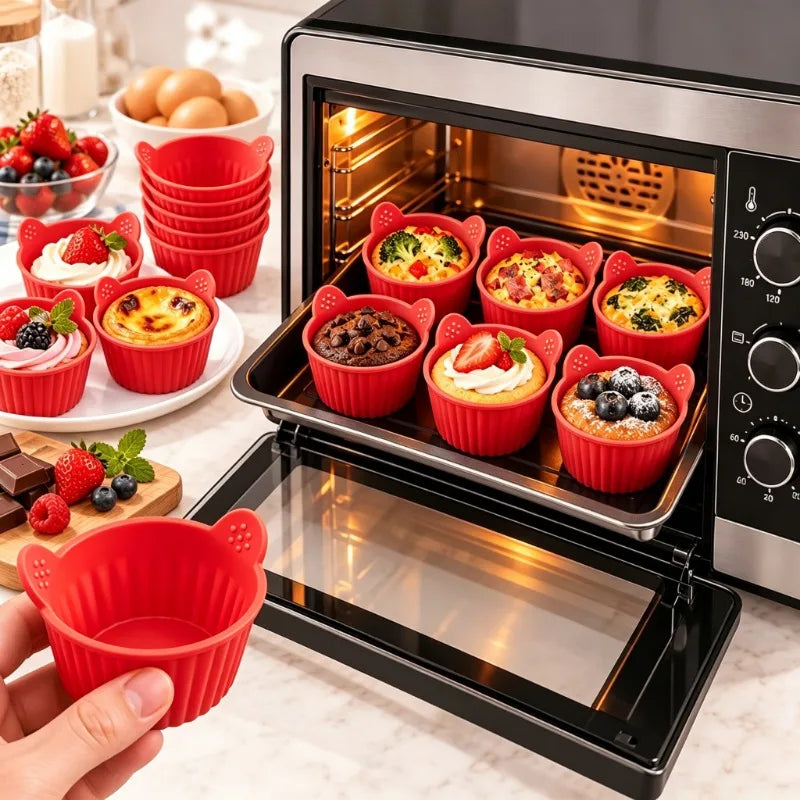 Silicone Dessert Cups 10-Pack – Reusable Mini Baking Molds
