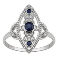 Vintage Silver Blue Zircon Ring – Antique Style | Sizes 6–10 Fashion Ring Nixie WHITE 4