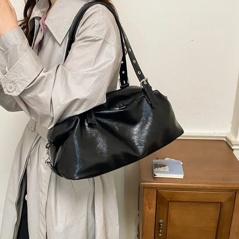 Vintage Distressed Soft Leather Boston Shoulder Bag for Women Leather Shoulder Bag Nixie