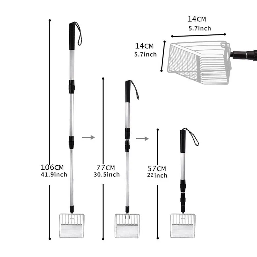 Telescopic Metal Chicken Coop & Cat Litter Sifting Scoop Shovel Sifting Scoop Shovel Nixie Silver