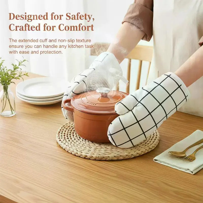 Heat-Resistant Oven Gloves – Thickened Insulated Kitchen Mitts Oven Mitts Nixie