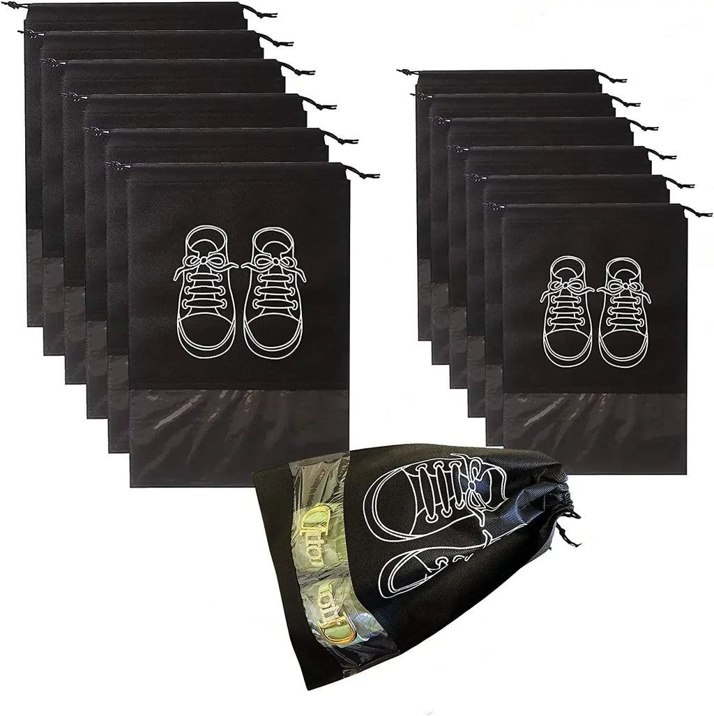 10PCS Non-Woven Drawstring Shoe Bags – Travel & Storage Shoe Storage Bags Nixie black10PCS largesize