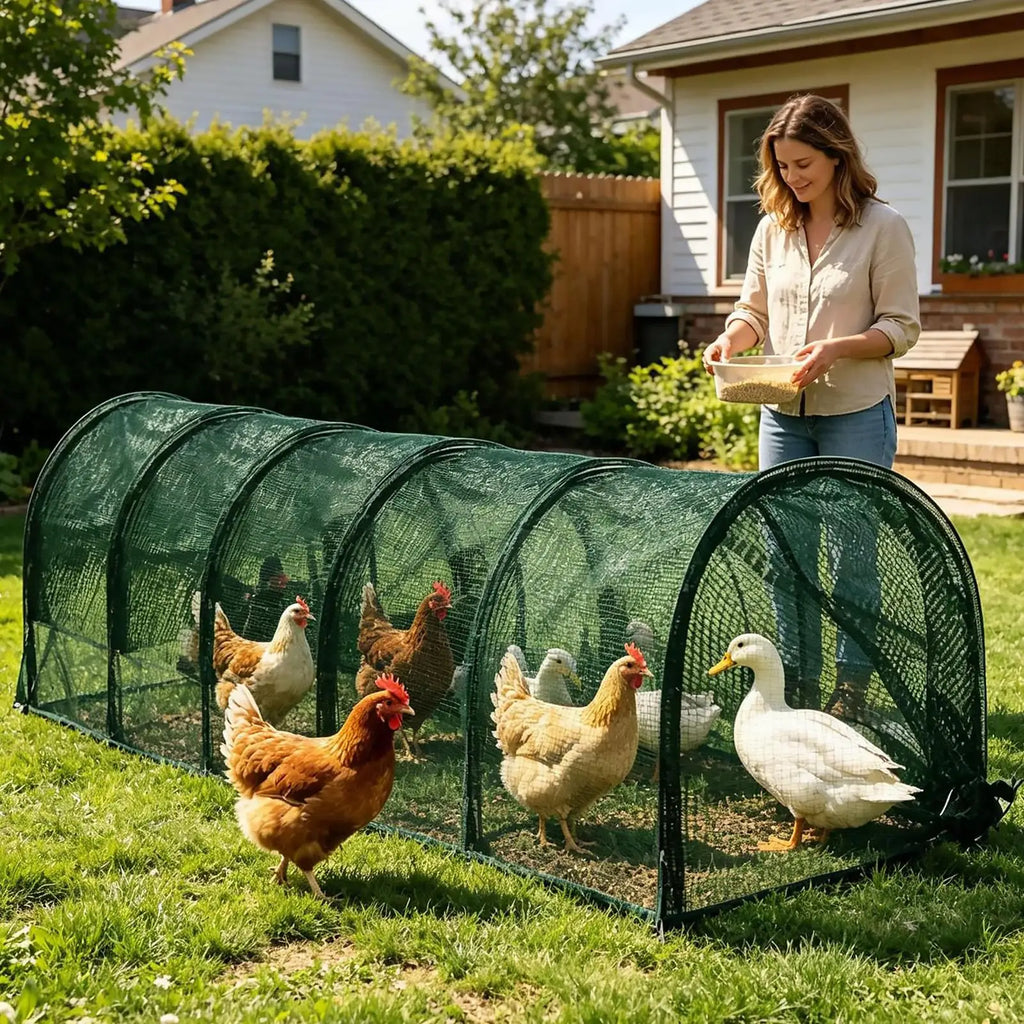 Foldable Chicken Tunnel – Expandable Outdoor Poultry Run Chicken Tunnel Run Nixie