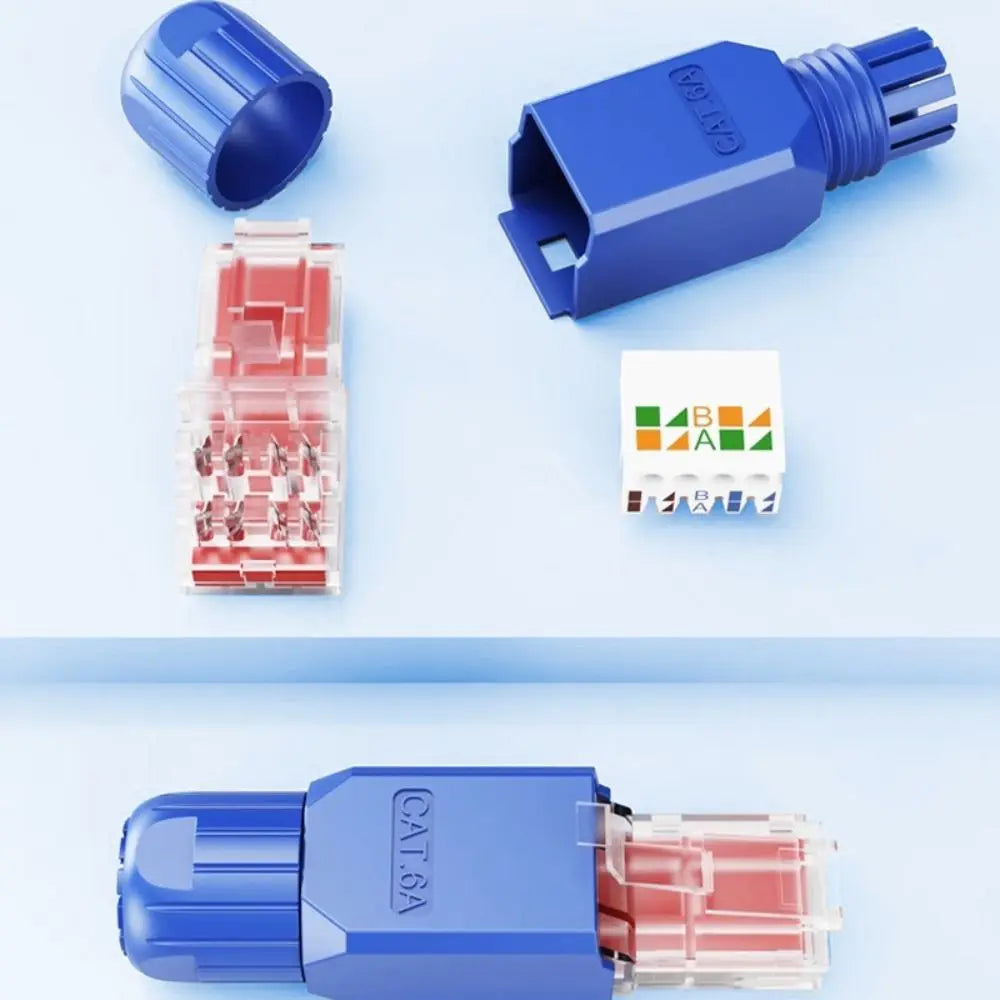 Tool-Free RJ45 Connector CAT6A CAT6 Gold Plated Field Plug