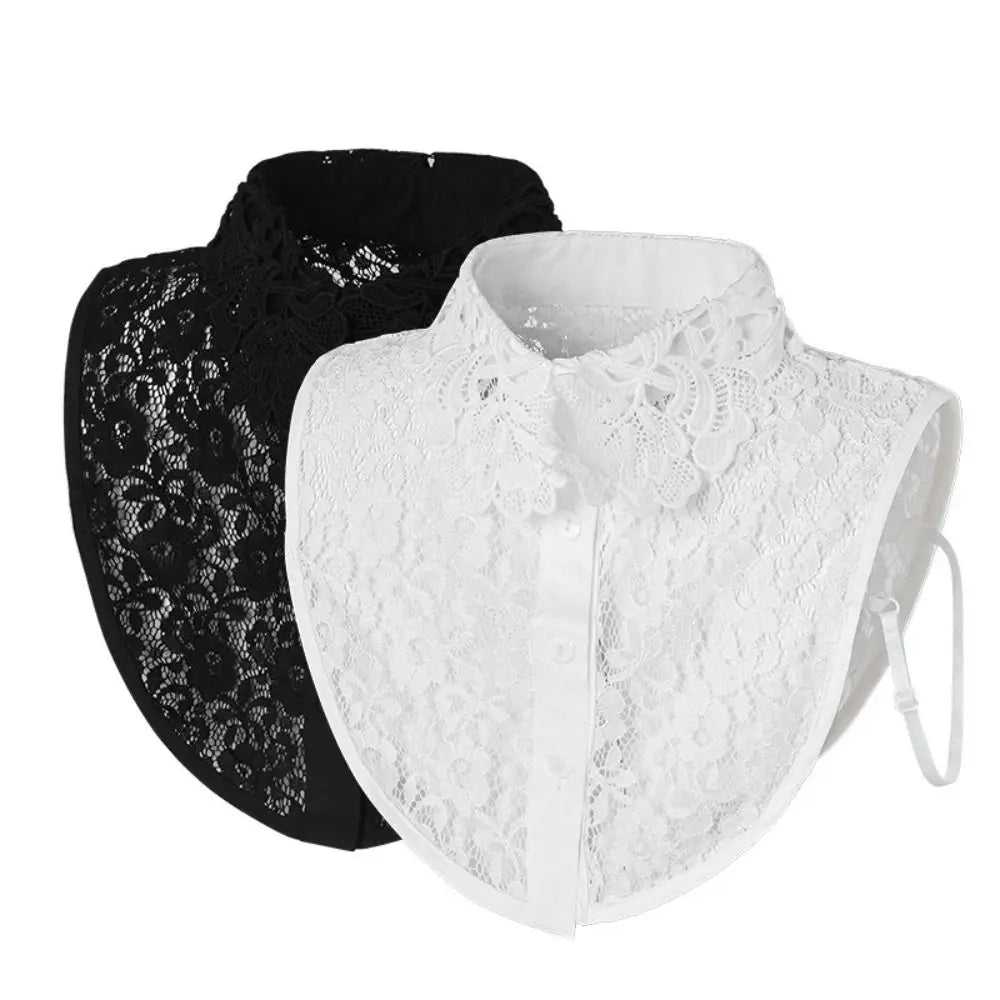 Detachable Lace Fake Collar White Black – Women's Fashion Detachable Lace Collar Nixie