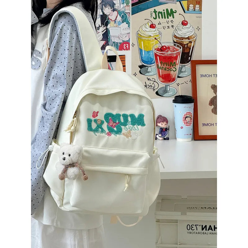 Embroidered College Backpack for Girls – Lightweight & Waterproof Embroidered Backpack Nixie