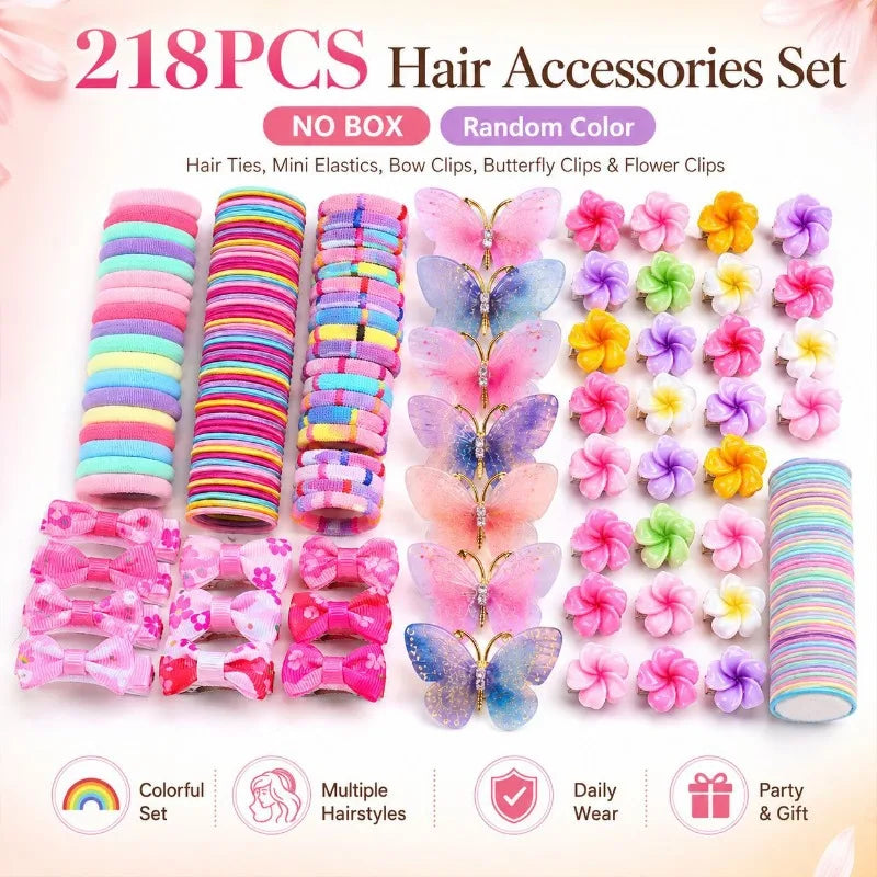 218pcs Flower Hair Accessories Set – Girls Hair Bands & Clips Girls Hair Accessories Nixie