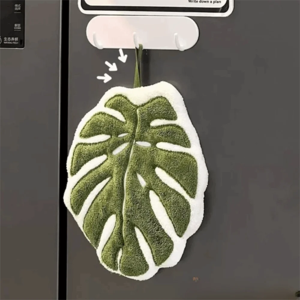 Cartoon Leaf Coral Velvet Hand Towel – Kitchen & Bathroom Hand Towel Nixie E