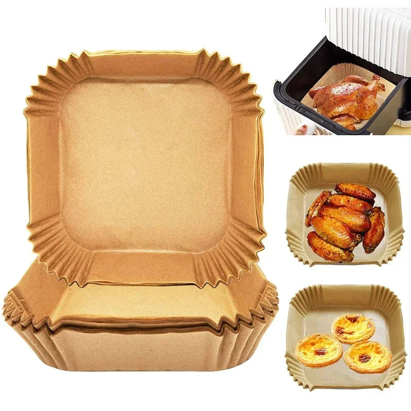 100/200Pcs Disposable Square Air Fryer Liners Non-Stick Baking Paper Air Fryer Liner Nixie